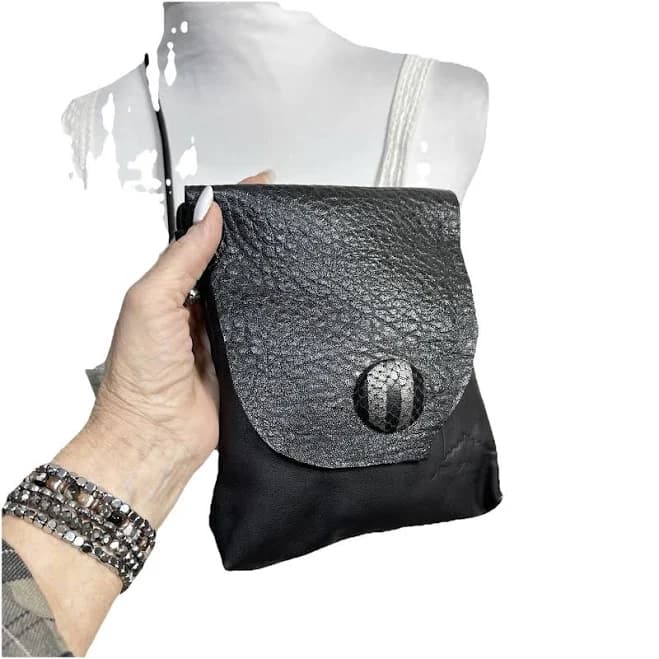 Diva St. Paul De Vence Black Lambs Leather Artisan Crafted Crossbody