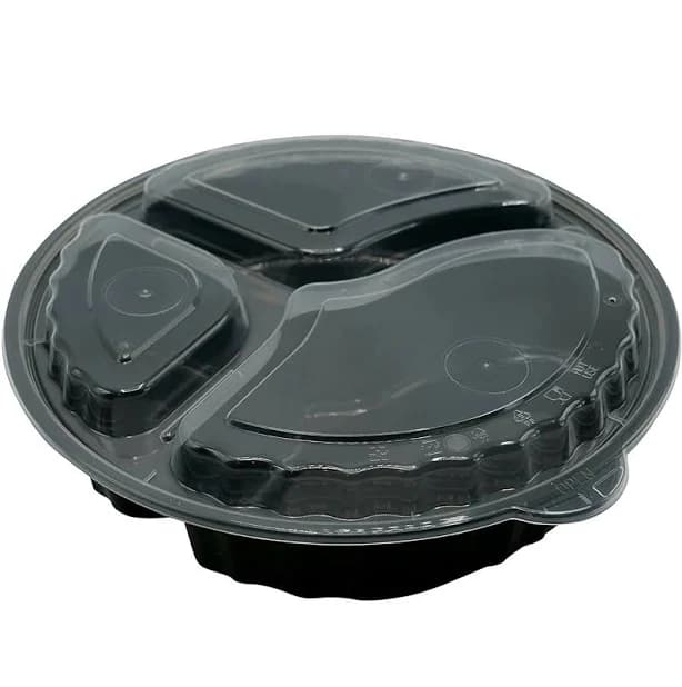EcoQuality 33oz 3 Compartment Round Meal Prep Containers