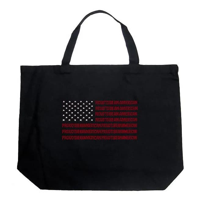La Pop Art Proud to Be An American Large Word Art Tote Bag