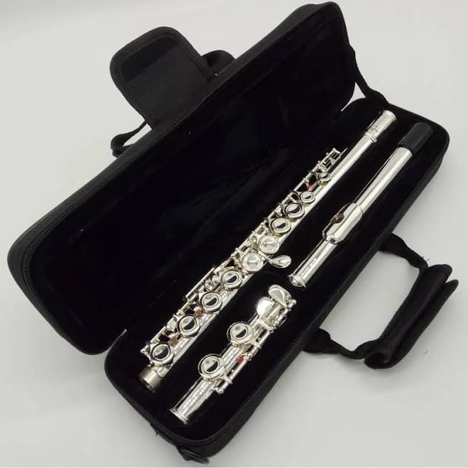 Flute 382 Silver Plated Professional Flute Instrument Flutes C Leg 16