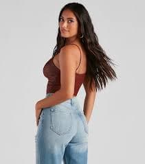 Late Night Faux Leather Lattice Crop Top | Windsor