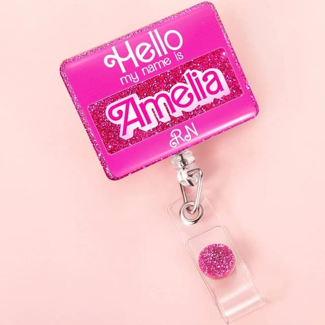 Personalized Acrylic Glitter Badge Reel