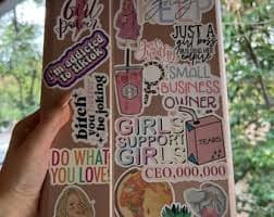 Cute Blonde Girl| Purple Vinyl Stickers Bottle Laptop Planner - Etsy