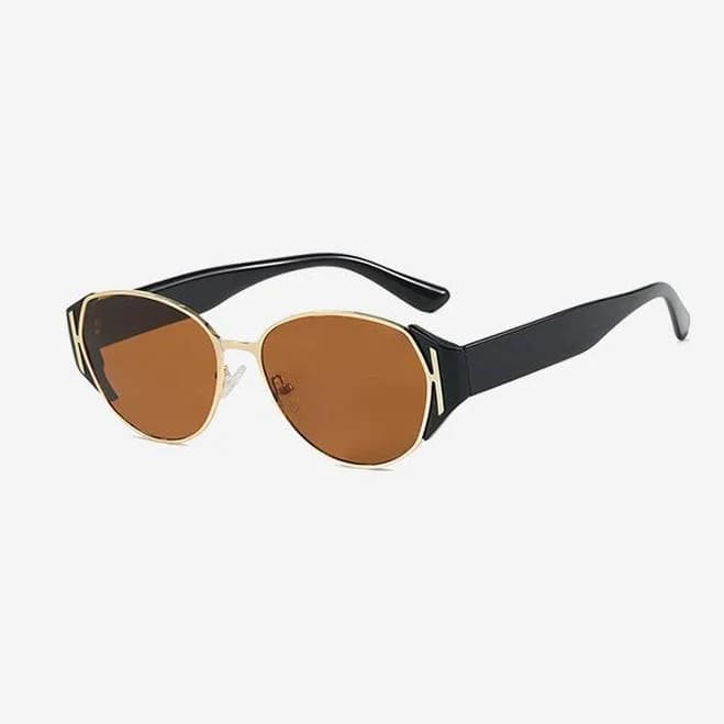 Oval Sunglasses with Bold Black Arms