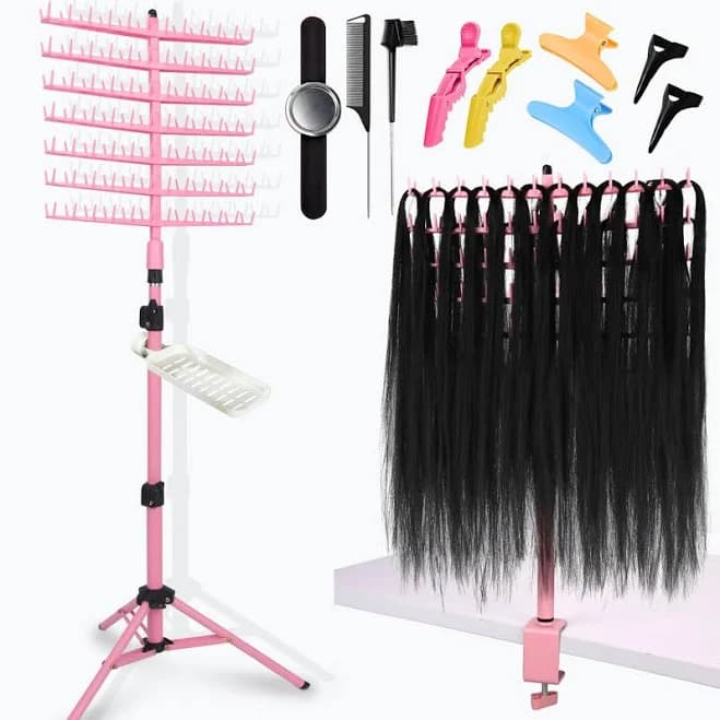 poipoilu Height Adjustable Braiding Hair Rack 168 pegs