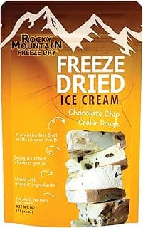 Freeze Dried Ice Cream – Cookie Dough Ice Cream That Doesn’t Melt – Crunchy Creamy Snack – Clean Ingredients – Shelf-Stable Treat – Rocky Mountain Freeze Dry (1 OZ, Chocolate Chip Cookie Dough)
