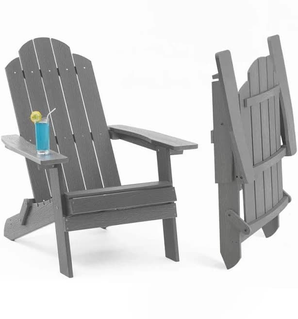 WINSOON Grey Plastic Frame Stationary Adirondack Chair