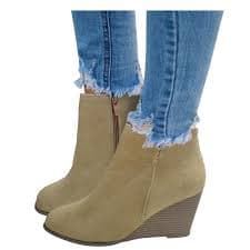 Samickarr Ankle Boot For Women Fashion Women Suede Wedges Zipper Solid Color Short Booties Round Toe Shoes - Walmart.com