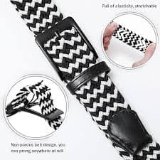 AWAYTR Braided Elastic Belt for Women - Men and Women Woven Stretch Golf Belts for Jeans Pants, Black, Fit Waist: 28"-41": Buy Online at Best Price in UAE - Amazon.ae