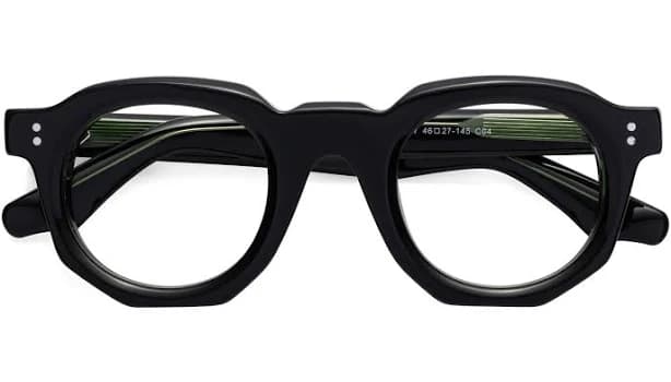 Black Thick Geek-Chic Acetate Geometric Glasses