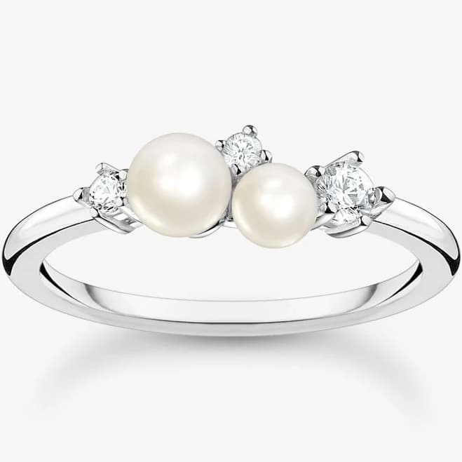 Thomas Sabo Women's Sterling Silver Pearl and White Stone Ring