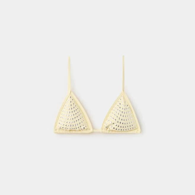 MANGO Stud Embellished Triangle Bikini Top