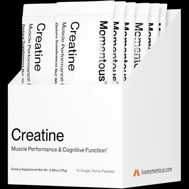 Momentous Creatine 15 Travel Packs for Muscle Performance and Cognitive Function
