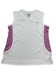 Reebok Tank Top Womens White Purple V Neck Sleeveless Stretch Pullover Sz S