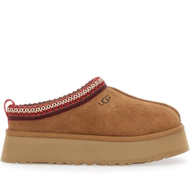 UGG ‘Tasman’ Beige Plaited Hem Mules In Suede Woman