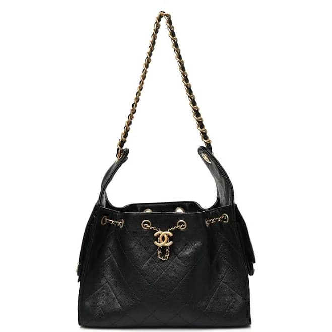 CHANEL Quilted Caviar Hobo