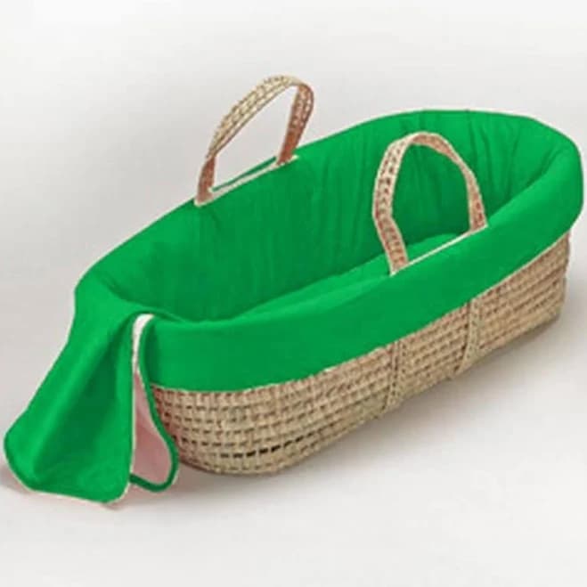 Solid Color Wicker Look Moses Basket Green/Includes: Basket, Liner, Mattress, Sheet