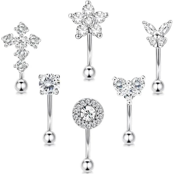 Stainless Steel Curved Barbell Piercing Jewelry Set