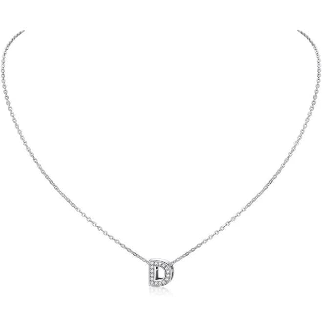 Dainty Sterling Silver Cubic Zirconia Initial Necklace for Women