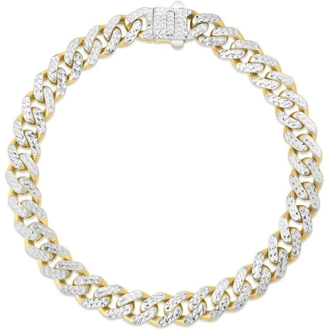 Pave Miami Cuban Bracelet in 14K Two-Tone Gold