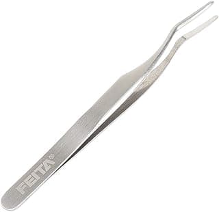 False Eyelash Applicator - FEITA Professional Curved Eyelashes Extension Tweezer for Easy Lashes Application and Removal - Silver - 1Pc