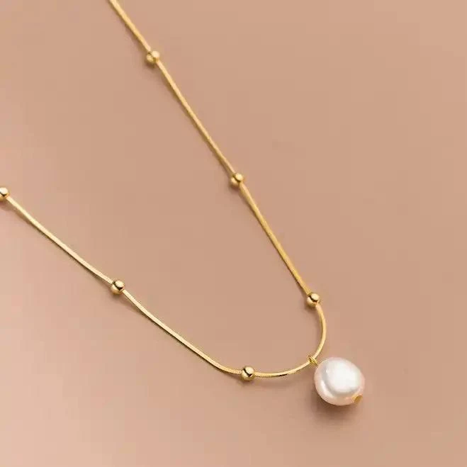 18K Gold Plated Irregular Freshwater Pearl Necklace