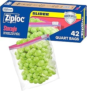 Quart Food Storage Slider Bags, Power Shield Technology for More Durability, 42 Count