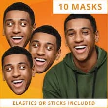 10 PACK Personalised Custom Photo Face Masks - Hen Do, Stag Do, Birthday Party - DIY Self Assembly Kit - Elastic or Sticks