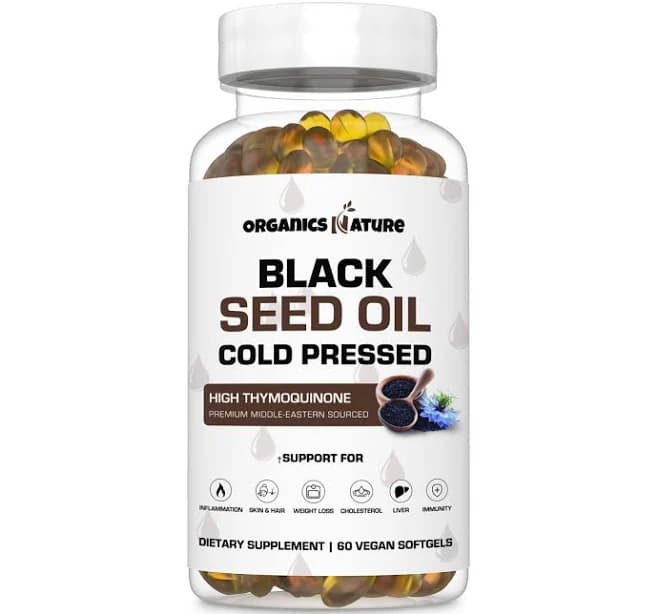100% Natural Black Seed Oil Capsules by Organics Nature Best Cold Pressed Nigella Sativa