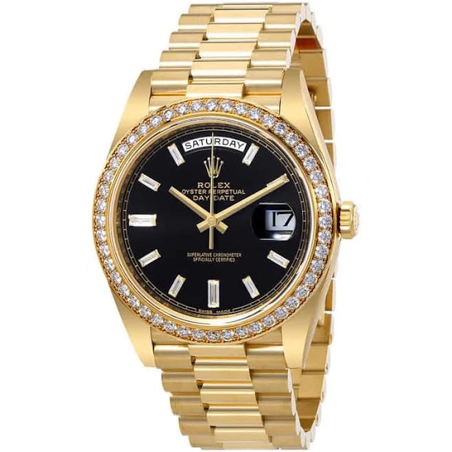 Rolex Men's Oyster Perpetual Day-Date 18kt Yellow Gold Automatic Diamond Bezel