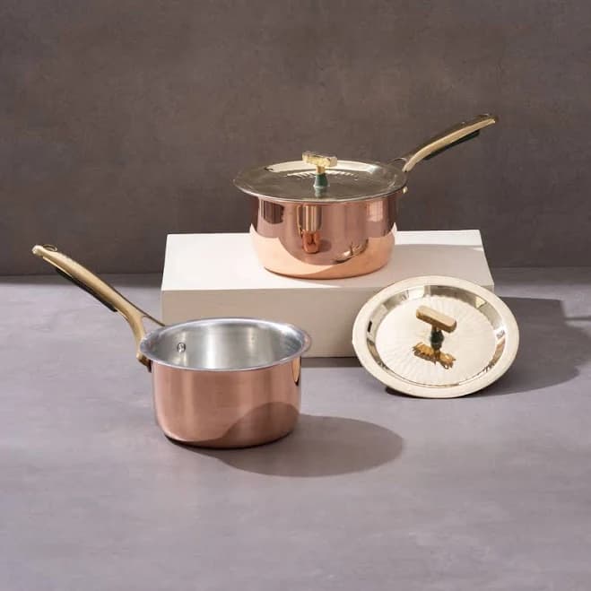 Copper Saucepans (4 Piece Set)