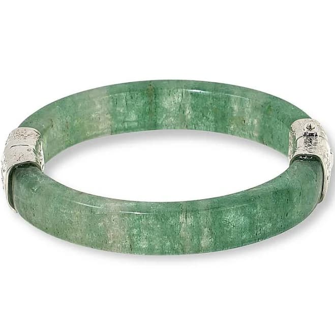 Jay King Sterling Silver Brazilian Green Quartz Hinged Bangle Bracelet