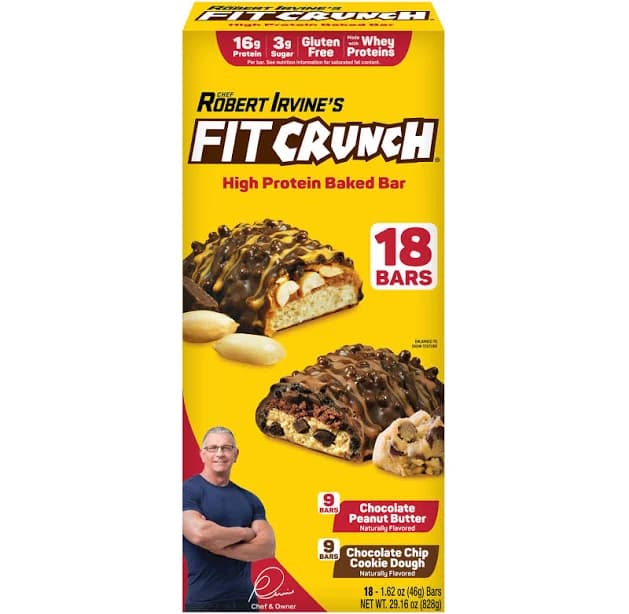 Chef Robert Irvine's FITCRUNCH High Protein Bars Variety, 1.62 Ounce (18 Count)