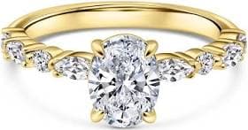 Modern Gents Women's 1.5 Carat Oval Yellow Gold Engagement Ring