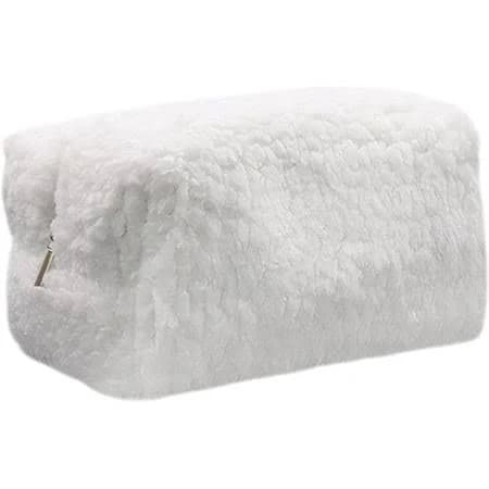 Small Travel Fuzzy Makeup Bag: Aesthetic Makeup Bag, Soft Plush Cosmetic Bag for Women, Cute Makeup Bags for Purse, Portable Storage Bag Zipper