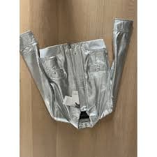 Leather jacket Tara Jarmon Silver size 36 FR in Leather - 46741591