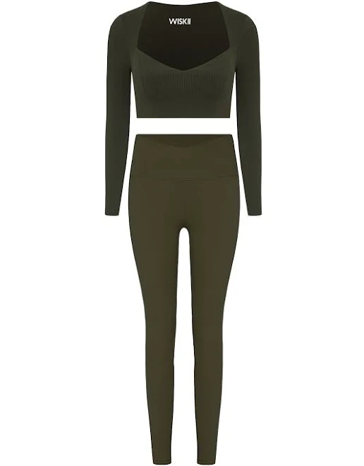 Elegant Long Sleeve V-Waist Yoga Legging Bra + Leggings