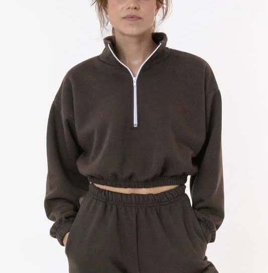 Los Angeles Apparel Women's Flex Fleece Half Zip Cropped Pullover