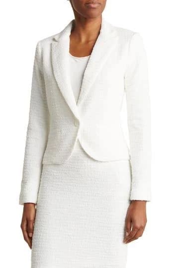 Amanda & Chelsea Bouclé Tweed Knit Blazer in Cream at Nordstrom Rack, Size Medium