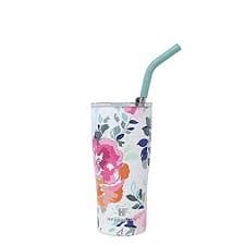 Hydraflow Capri - 20oz Tumbler with Straw - Triple Wall Vacuum Insulated Tumbler - Insulated Smoothie Cup - Stainless Steel Tumbler - Reusable Tumbler with Lid - (20oz, LOTUS BLOSSOMS) - Walmart.com