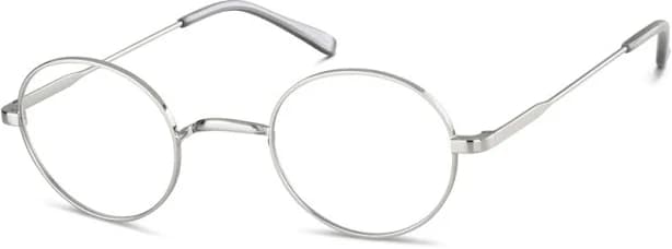 Zenni Round Glasses Silver Metal Full Rim Frame, Lightweight, Blokz Blue Light Glasses, 414411