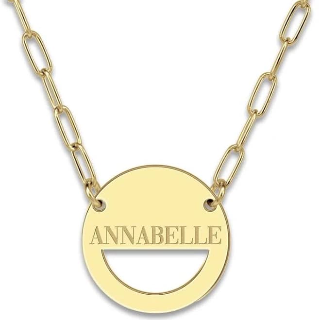 Jared 14K Yellow Gold Engravable High-Polish Circle Necklace