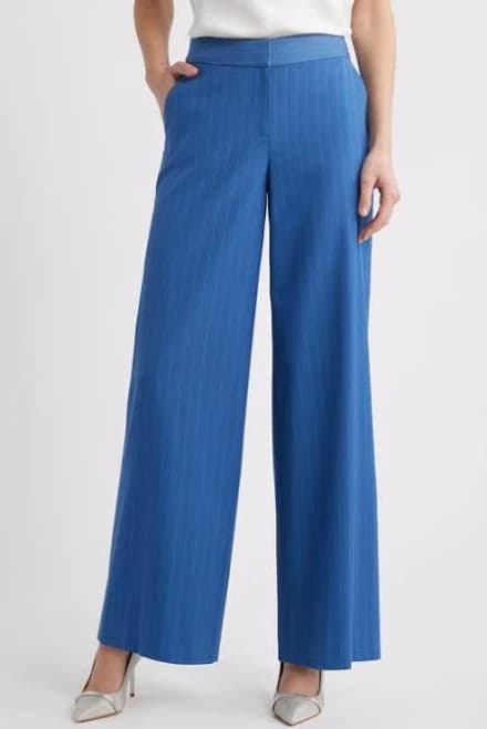 Tahari ASL Women's Pinstripe Mid-Rise Wide-Leg Pants