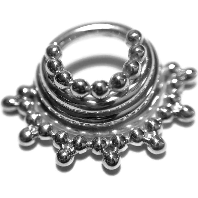 20 Gauge Quad Stacked Beaded Septum Ring