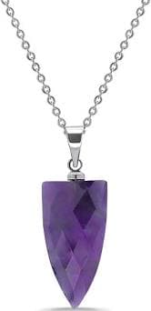 Macy's Women's Silver Plated Multi Genuine Stone Pendant Necklace