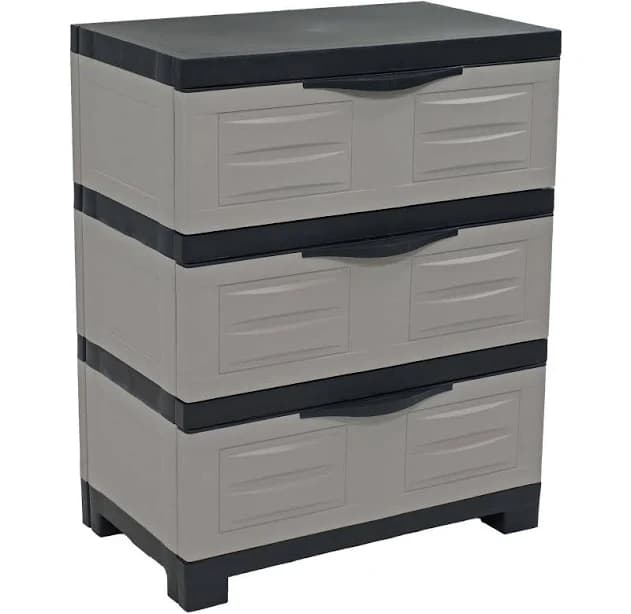 Sunnydaze Heavy-Duty Plastic 3-Drawer Storage Cabinet Organizer