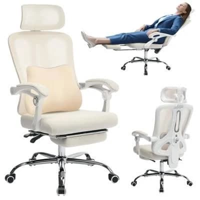 Ergonomic Office Chair with Mesh Back, Retractable Footrest, Adjustable Headrest, Lumbar Support
