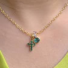 Natural Emerald Pendant Charms: 14k Gold Cross Oval Diamond Charm, Unisex Birthstone Necklace - Etsy Israel