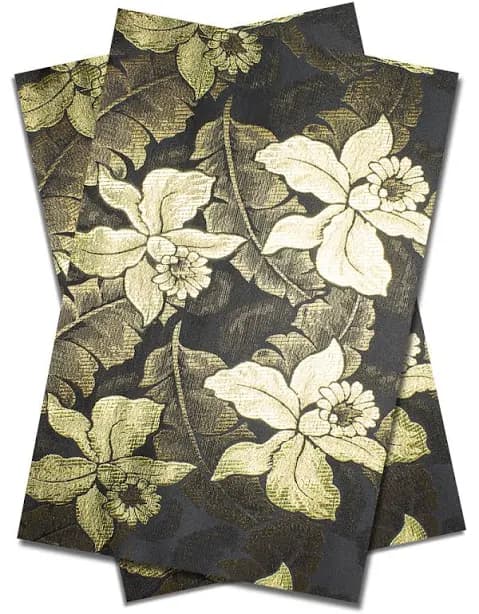 DGI006-BLG - Premium Damask Gele & Ipele (2pc set) - Black & Gold