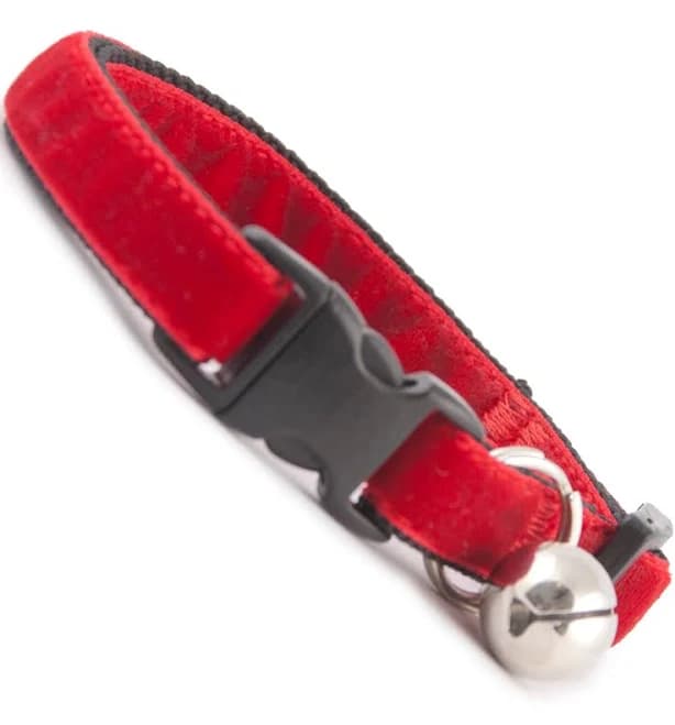 Cherry Red Velvet Cool Cat Collar Breakaway | Safety | Bell